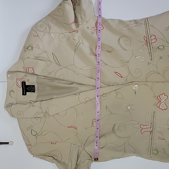 GRACE DANELEWIS EMBROIDERED SILK& LINEN BLAZER SKIRT SUIT SET/Size 6 - Picture 6 of 15